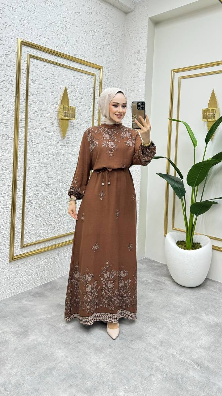 Lightweight Cotton Dress - Brown